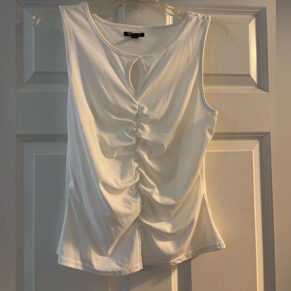 Versona White Ruched Tank Top‎